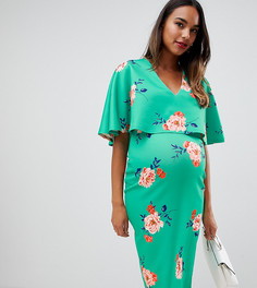 Облегающее двухслойное платье миди с цветочным принтом для кормящих мам ASOS DESIGN Maternity-Мульти