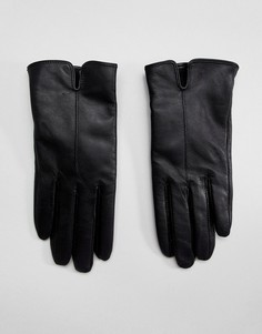 Черные кожаные перчатки Accessorize-Черный