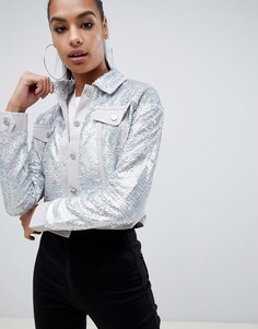 Куртка с пайетками Missguided-Серебряный