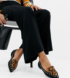 Туфли для широкой стопы на плоской подошве с леопардовым принтом Lost Ink-Мульти