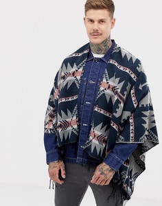Кейп с ацтекским узором ASOS DESIGN-Темно-синий