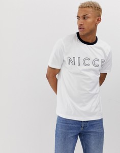Белая футболка с логотипом и контрастной отделкой Nicce-Белый