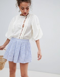 Плиссированные шорты в клетку En Creme-Синий