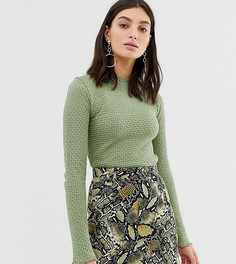 Зеленый фактурный лонгслив Stradivarius