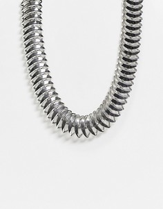Серебристое ожерелье-цепочка с плетением «рыбьи кости» ASOS DESIGN-Серебристый
