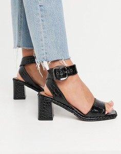 Черные сандалии на среднем блочном каблуке ASOS DESIGN Harvest-Черный цвет