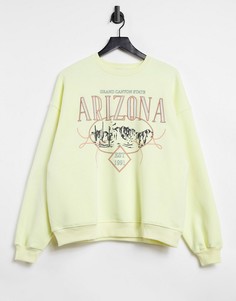 Oversized-свитшот лимонного цвета с принтом "Arizona" Bershka-Желтый