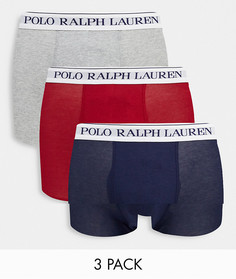 Набор из 3 боксеров-брифов серого, красного и темно-синего цвета Polo Ralph Lauren-Многоцветный