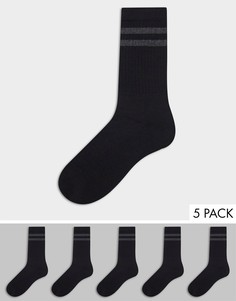 Набор из пяти пар спортивных носков черного цвета French Connection FCUK-Черный цвет