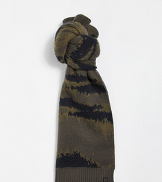 Коричневый жаккардовый шарф с камуфляжным узором AllSaints-Коричневый цвет