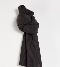 Серый меланжевый шарф из мериносовой шерсти в рубчик AllSaints