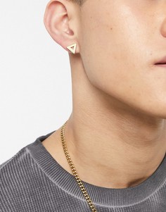 Золотистые серьги-гвоздики с треугольниками River Island-Золотистый