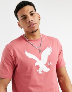 Розовая футболка с логотипом в виде орла спереди American Eagle-Розовый цвет
