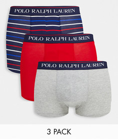 Набор из трех боксеров-брифов (красные/серые/полосатые) Polo Ralph Lauren-Многоцветный