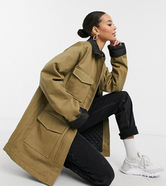 Светло-бежевая куртка-рубашка со стеганым воротником ASOS DESIGN Tall-Бежевый