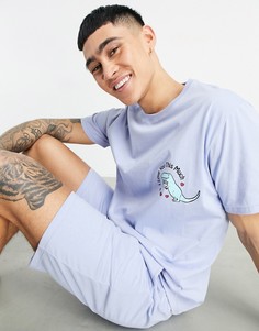 Пижамный комплект для дома из шортов и футболки с принтом динозавра на груди ASOS DESIGN-Фиолетовый цвет