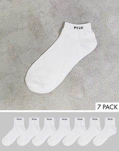 Набор из семи пар белых спортивных носков с отделкой морского цвета French Connection-Многоцветный