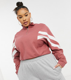 Темно-розовый свитер с полосками на короткой молнии от комплекта Influence Plus-Розовый цвет