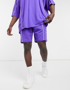 Ярко-фиолетовые oversized-шорты из трикотажа с отделкой (от комплекта) ASOS DESIGN-Фиолетовый цвет