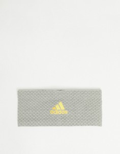 Серая повязка на голову с золотистой отделкой adidas-Серый