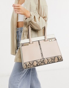 Розовая сумка на плечо из искусственной кожи под змею New Look-Розовый