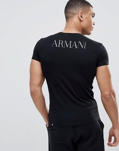 Черная облегающая футболка с крупным логотипом Emporio Armani-Черный
