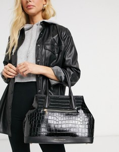 Черная сумка из искусственной кожи под крокодила French Connection-Черный цвет