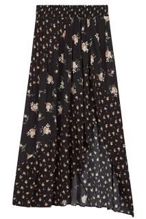 Черная юбка с вырезом и принтом Maje