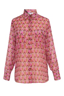 Рубашка из хлопка и шелка цвета бордо с принтом Gerard Darel