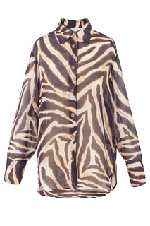 Коричневая рубашка из хлопка и шелка с принтом Gerard Darel