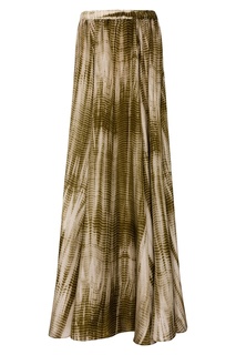 Шелковая юбка цвета хаки с принтом Gerard Darel