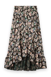 Черная юбка с принтом и оборкой Maje