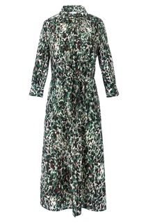 Зеленое платье-рубашка из шелка с принтом Gerard Darel