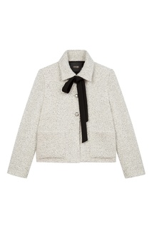 Серо-белый жакет из твида Maje