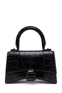 Черная сумка из кожи Hourglass XS Balenciaga