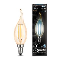 Лампа LED Gauss Filament Свеча на ветру 5W 420lm 4100К Е14 golden