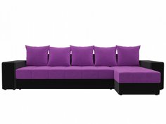 Угловой диван Дубай правый микровельвет Фиолетовый Черный Bravo