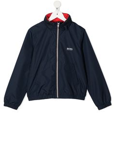BOSS Kidswear непромокаемая куртка на молнии с логотипом