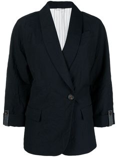 Brunello Cucinelli блейзер с жатым эффектом и поясом