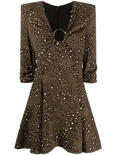 Versace расклешенное платье мини с леопардовым принтом