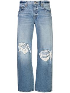 KHAITE джинсы прямого кроя с эффектом потертости