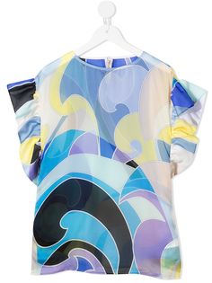 Emilio Pucci Junior блузка с абстрактным принтом и короткими рукавами