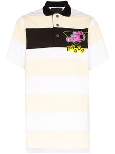 Prada полосатая рубашка-поло с логотипом