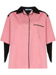 Prada поплиновая рубашка с бахромой