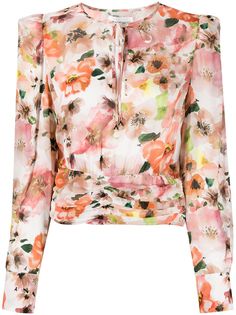 Patrizia Pepe блузка с объемными плечами и цветочным принтом