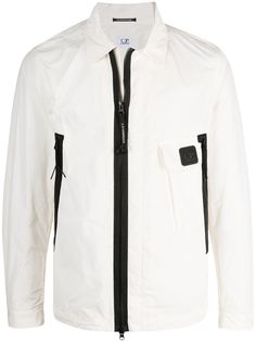 C.P. Company куртка-рубашка на молнии с нашивкой-логотипом