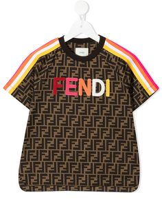 Fendi Kids футболка с узором Zucca и логотипом
