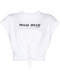 Miu Miu футболка с логотипом и завязками