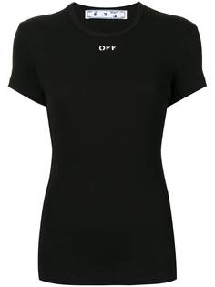 Off-White футболка в рубчик с логотипом