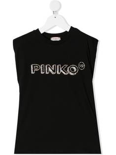Pinko Kids топ без рукавов с декорированным логотипом